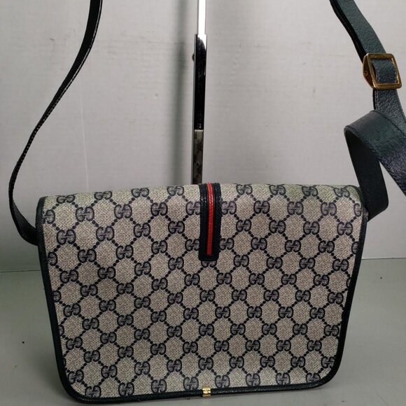 Gucci Medium Sized Dark Navy Blue Web Logo Purse - Picture 3 of 15